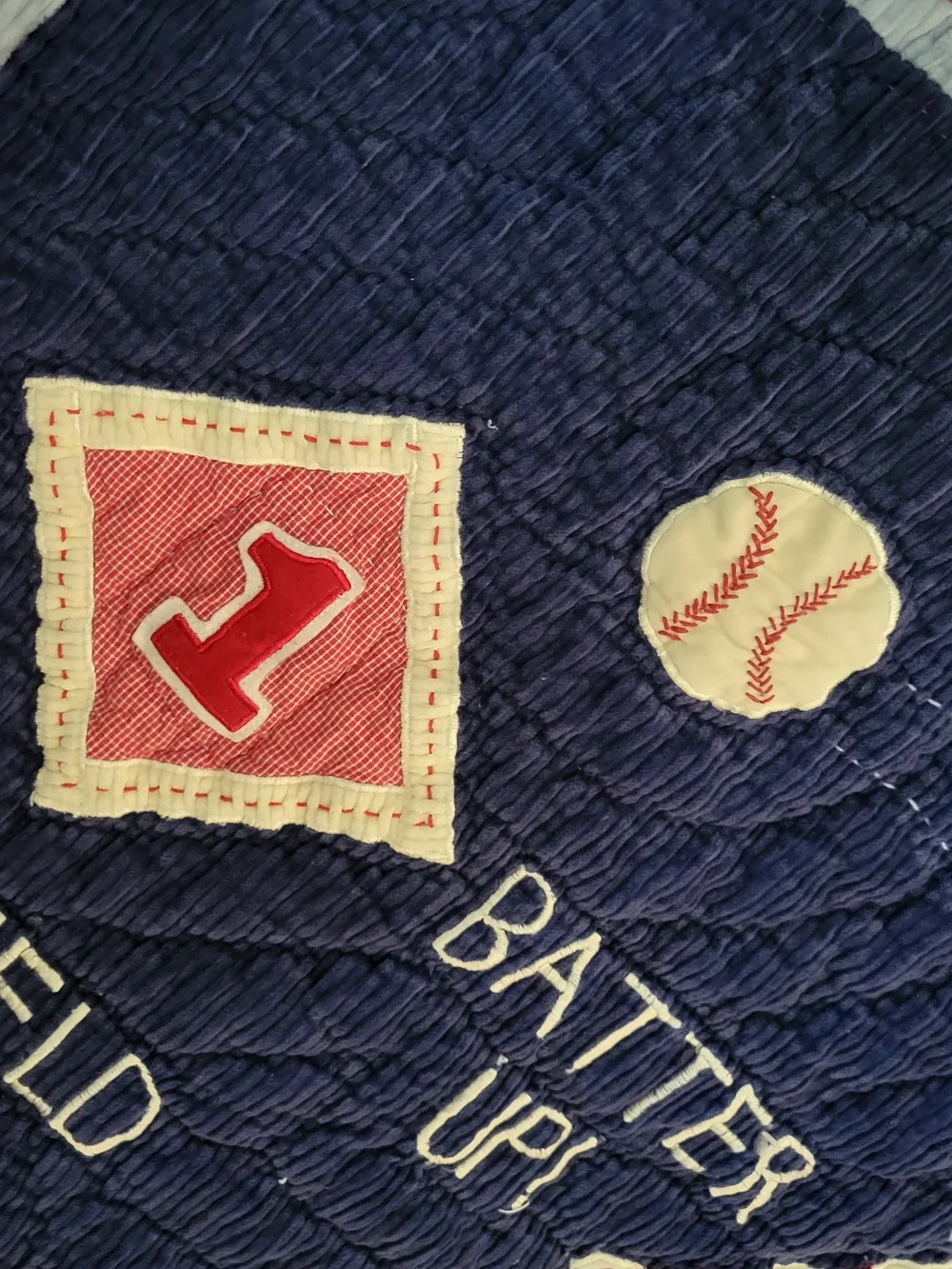 Pottery Barn Kids Retired  Homerun Baseball Corduroy Blue Baby Toddler Comforter